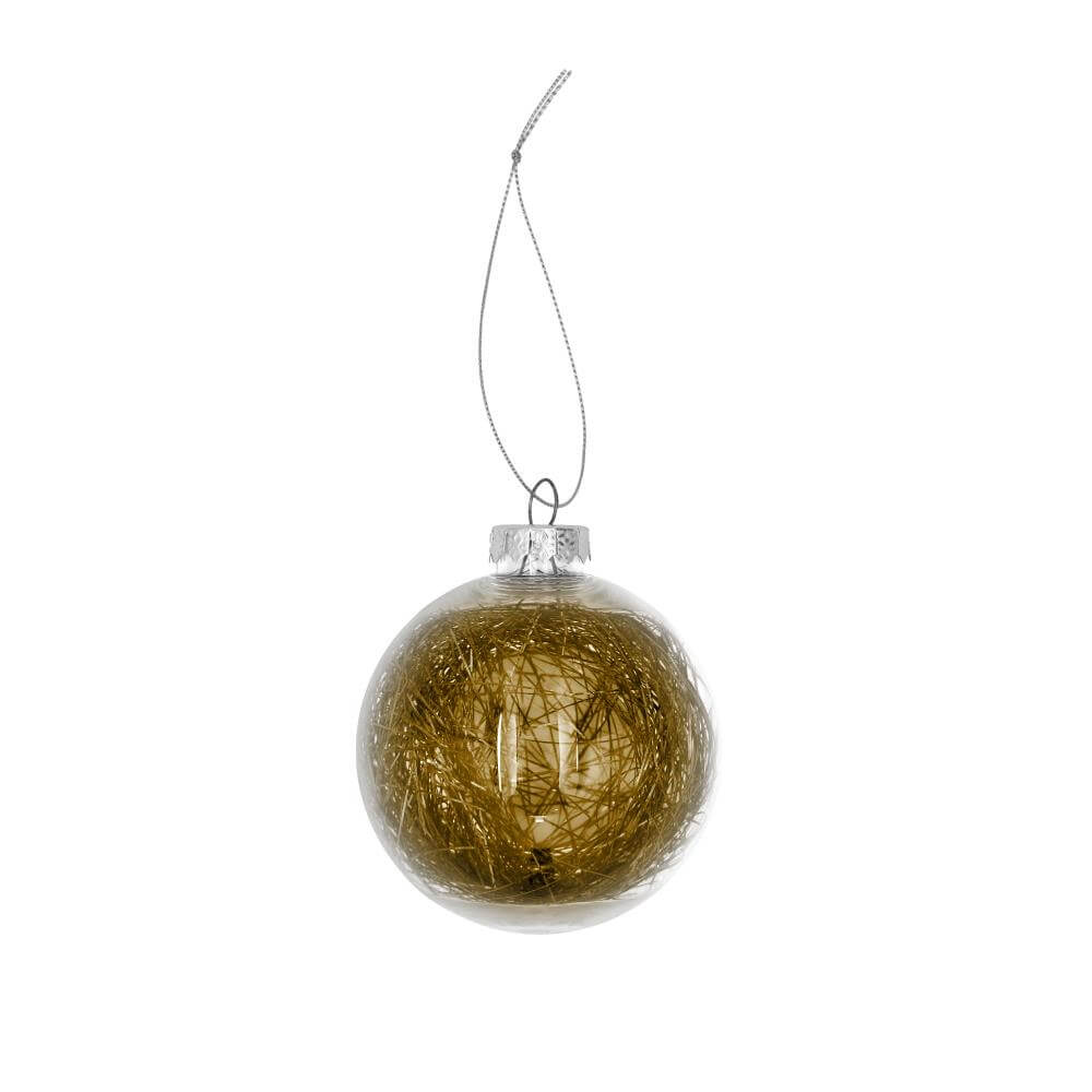 Christmas Ball Plastic Ø80mm - Gold String Backside View