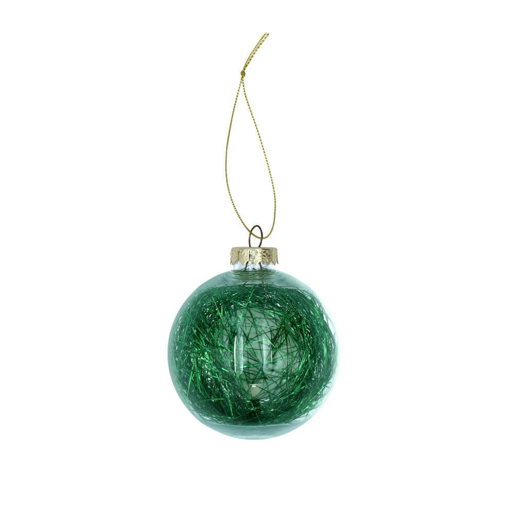 Christmas Ball Plastic Ø80mm - Silver String Backside View