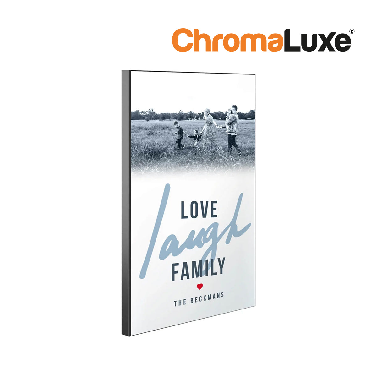 ChromaLuxe Chamfer Sublimation Wall Panel with Black Edge Bird Love Laugh Family