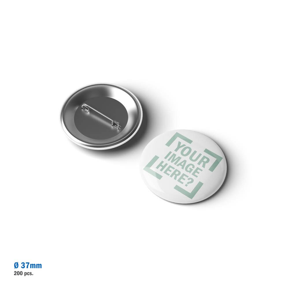 Pin Button Ø37 mm, Metal Back Your Image Here