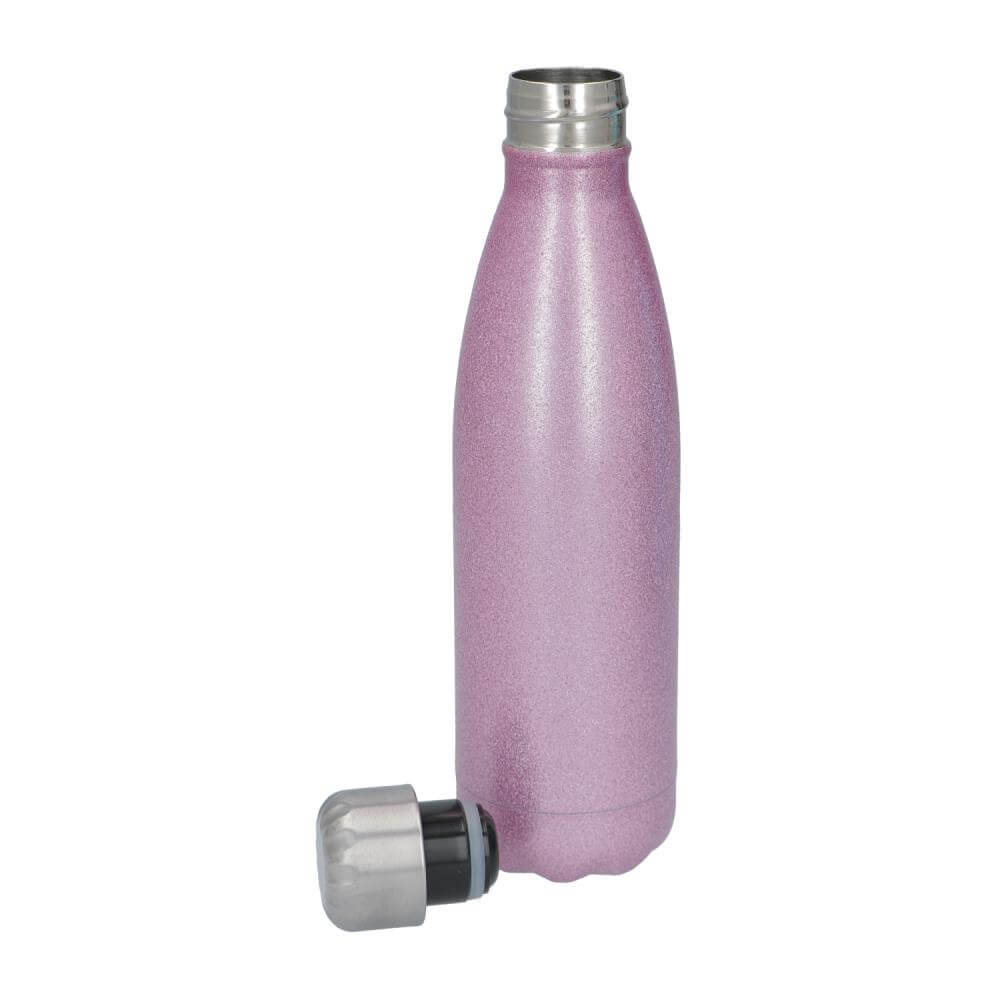 Stainless Steel Sublimation Thermos Bottle 500 ml / 17oz - Pink Glitter Open