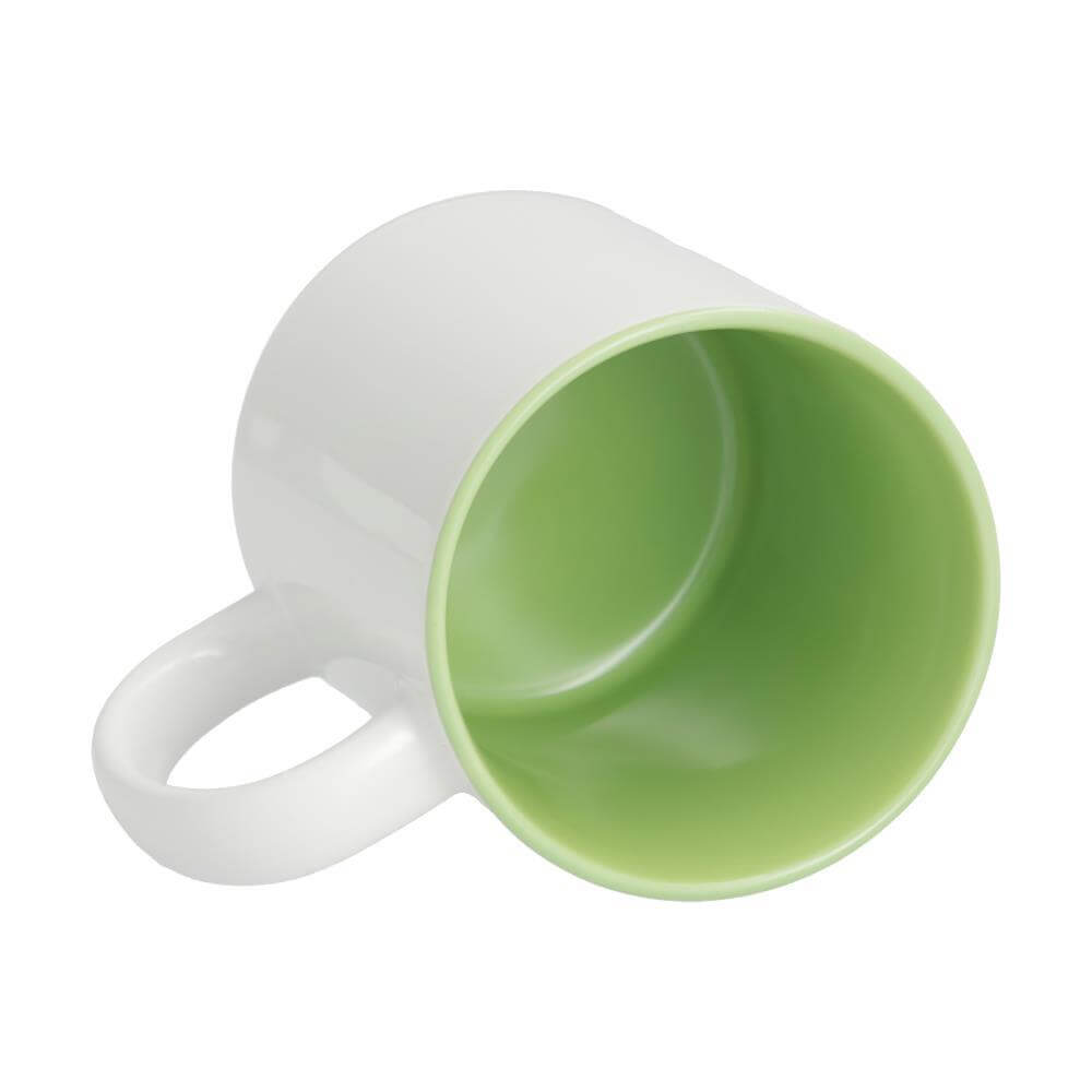 Sublimation Mug 11oz - inside Light Green & handle White Inside View