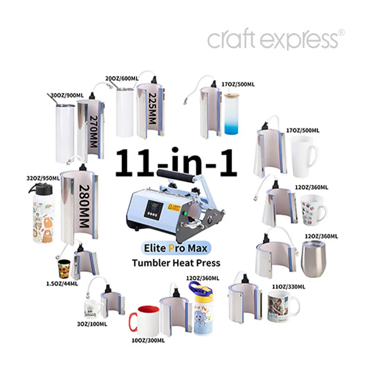 Craft Express Elite Pro Max Tumbler Heat Press 11 in 1
