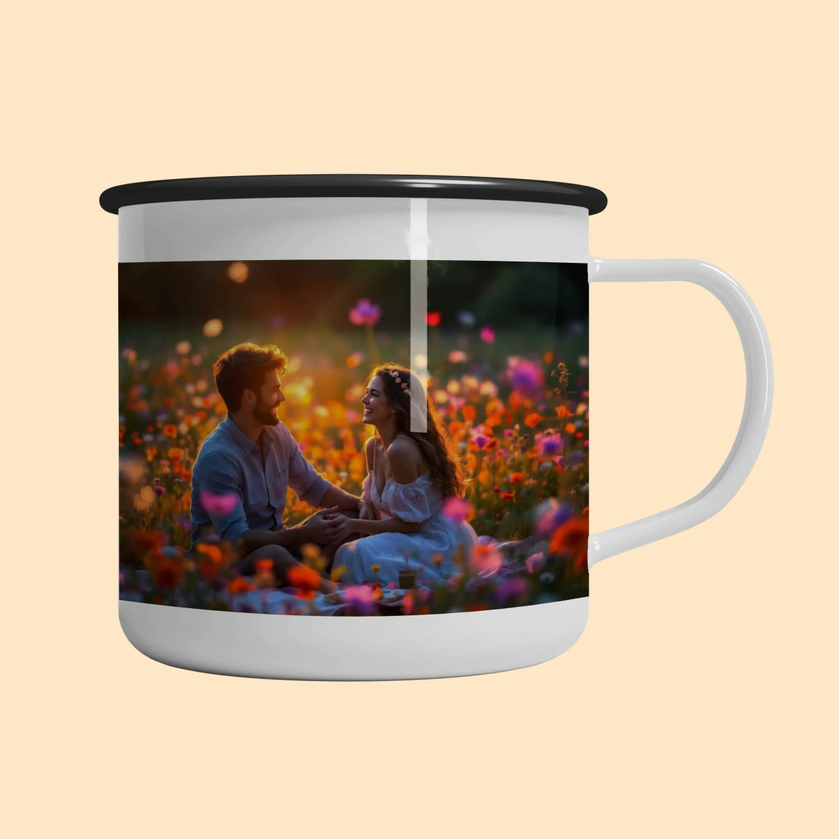 Enamel Sublimation Mug with Black Rim - 12oz