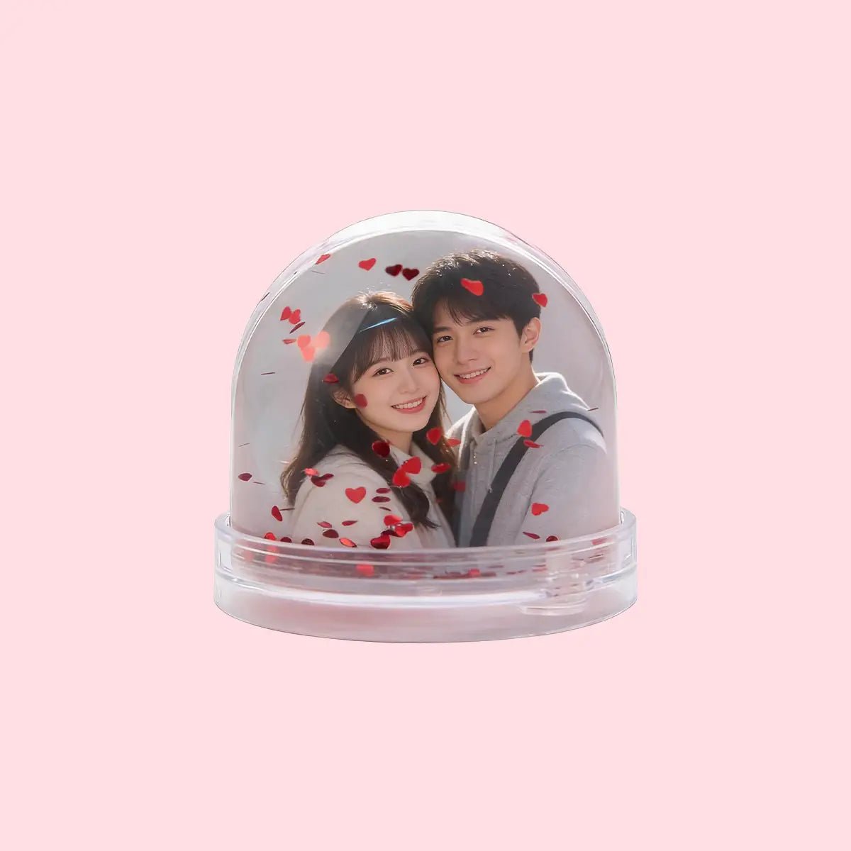 Photo Snow Globe Plastic with Red Heart Glitters - 89 x 75 mm