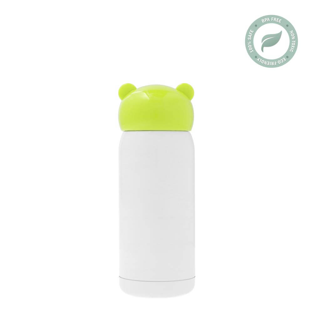 Stainless Steel Sublimation Thermos Bottle 320 ml / 11oz - White with Green lid