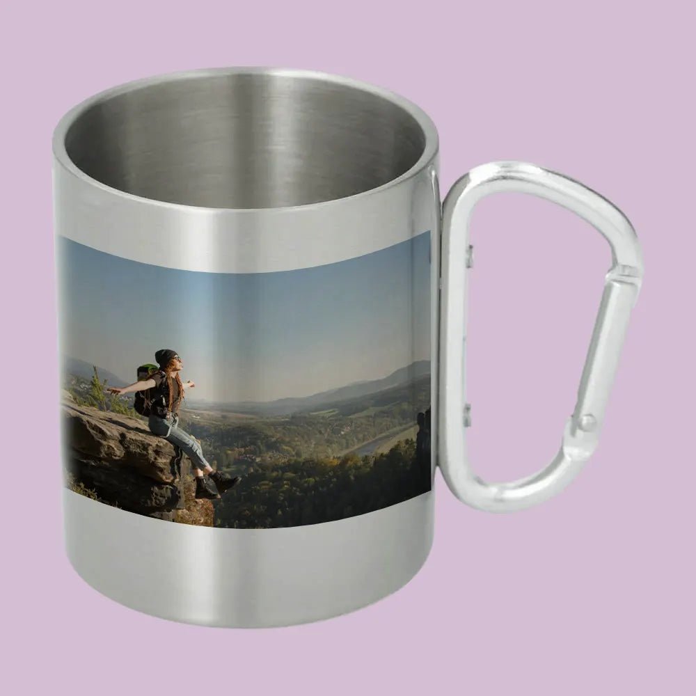 Thermos Carabiner Sublimation Mug 10oz - Silver Stainless Steel