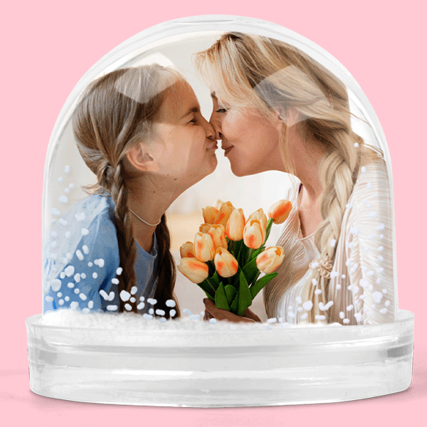 Photo Snow Globe Plastic with Snow Glitters - 89 x 75 mm