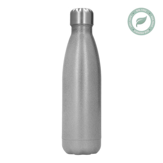 Stainless Steel Sublimation Thermos Bottle 500 ml / 17oz - Silver Glitter