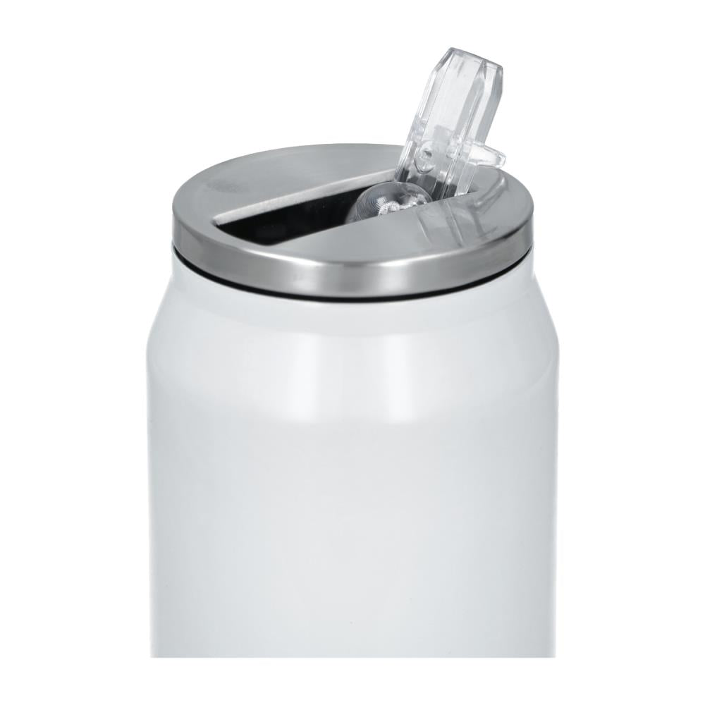 Stainless Steel Thermo Drink Bottle 500 ml / 17oz - White Straw View