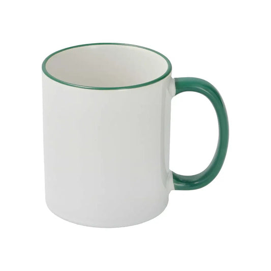 Sublimation Mug 11oz, Dark Green - Rim & Handle