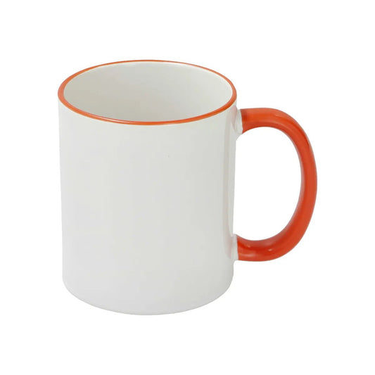 Sublimation Mug 11oz, Orange - Rim & handle