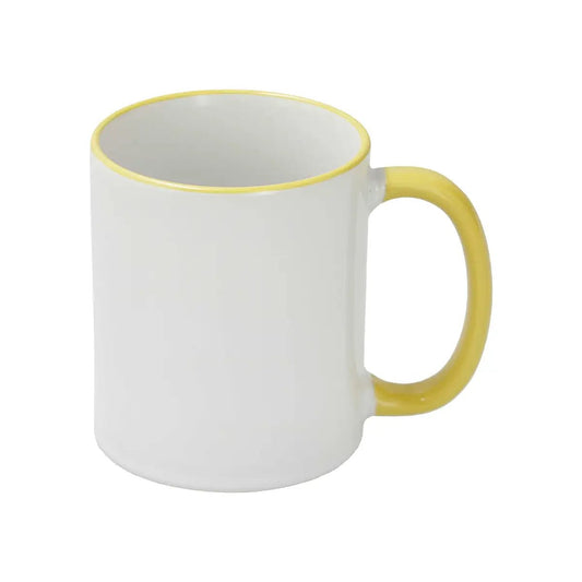 Sublimation Mug 11oz, Yellow - Rim & Handle
