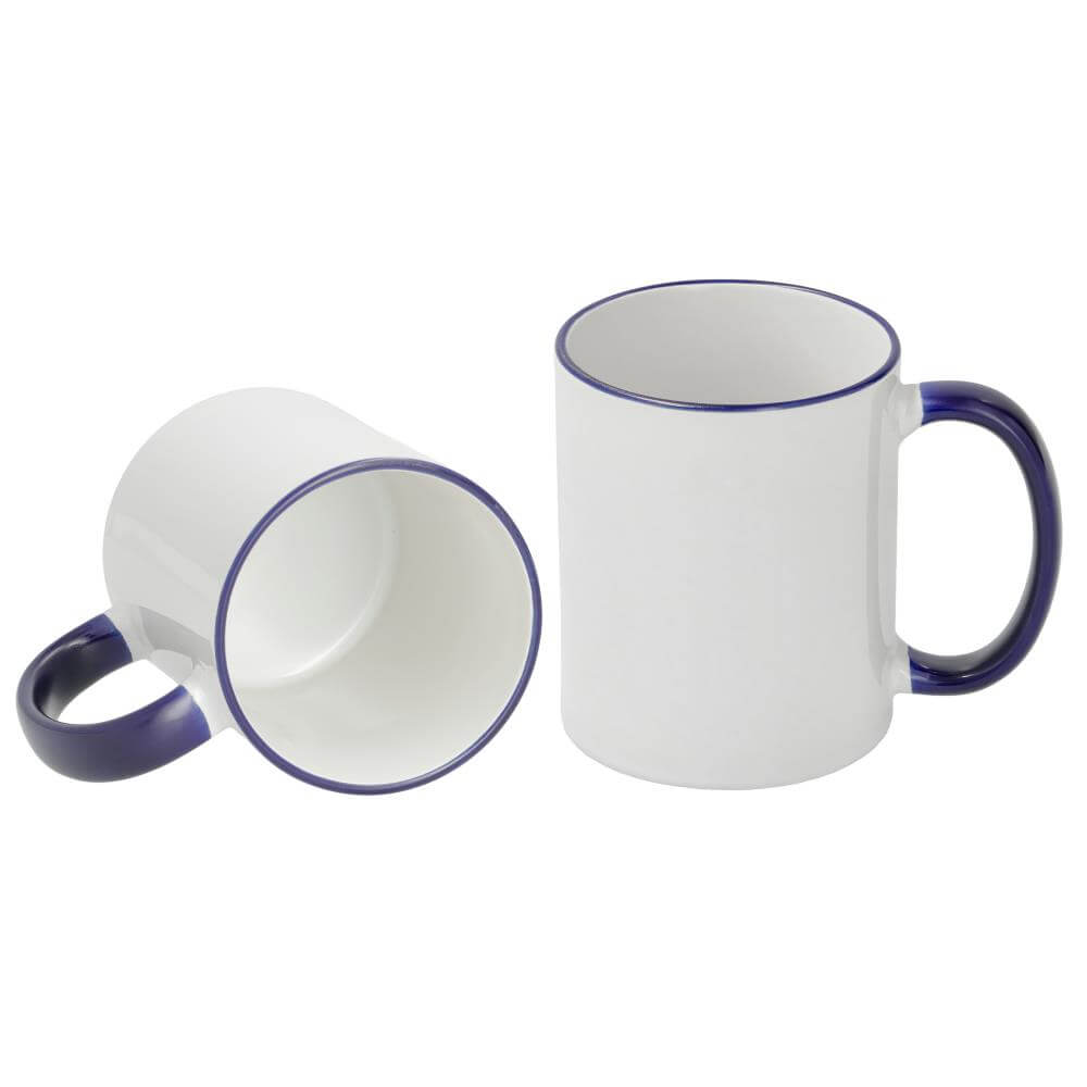 Sublimation Mug 11oz - Rim & handle Dark Blue