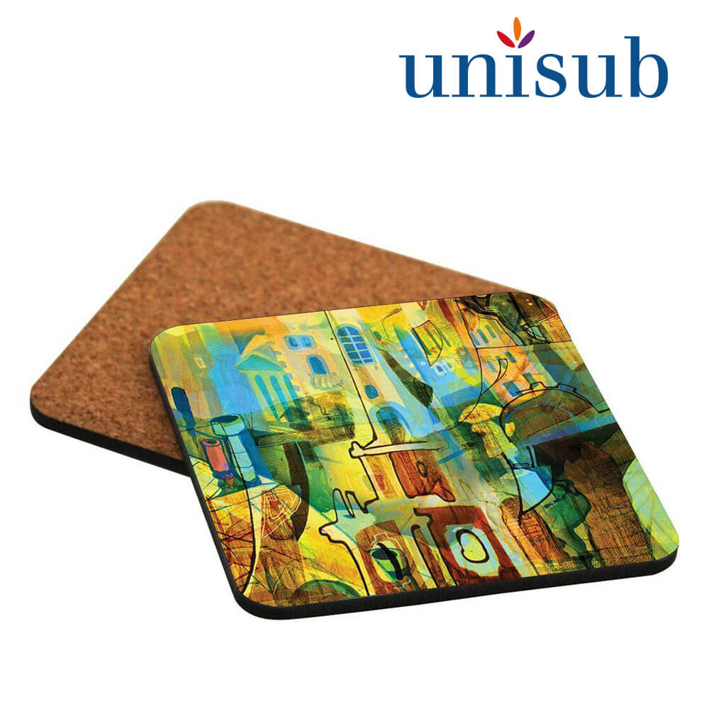 Unisub Sublimation Coaster with Cork Back - 95,2 x 95,2 x 3,18 mm