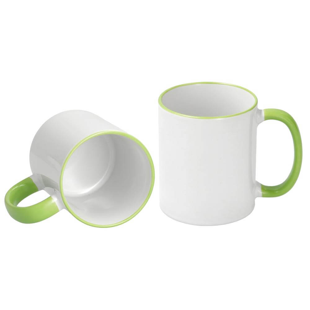 Sublimation Mug 11oz - Rim & handle Light Green
