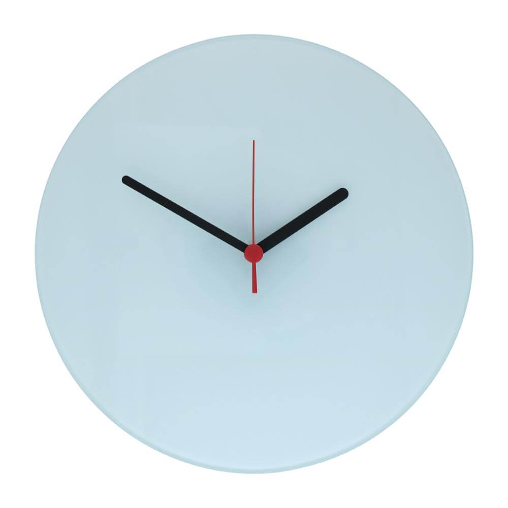 Glass Sublimation Clock 29 cm - Round - Black/Red Plastic Hands