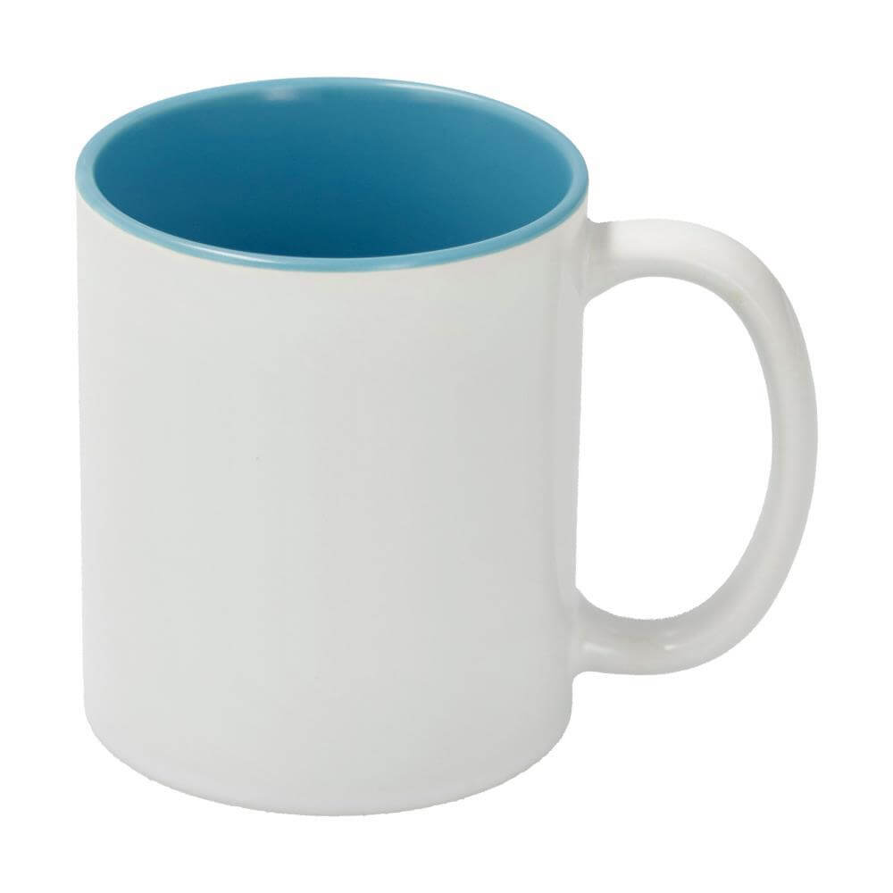 Sublimation Mug 11oz - inside Light Blue & handle White Front View