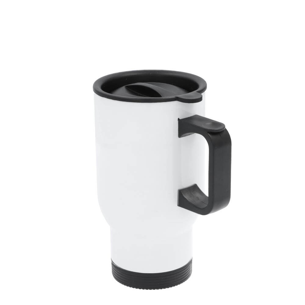 Stainless Steel Sublimation Travel Mug 415 ml / 14oz - White Front View