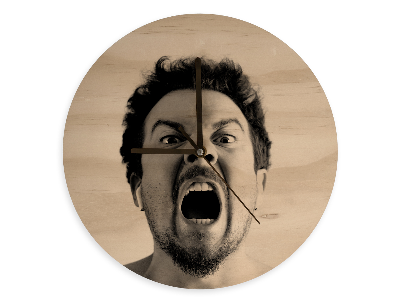 Sublimation Clock Round Wood - Large Shouting Men