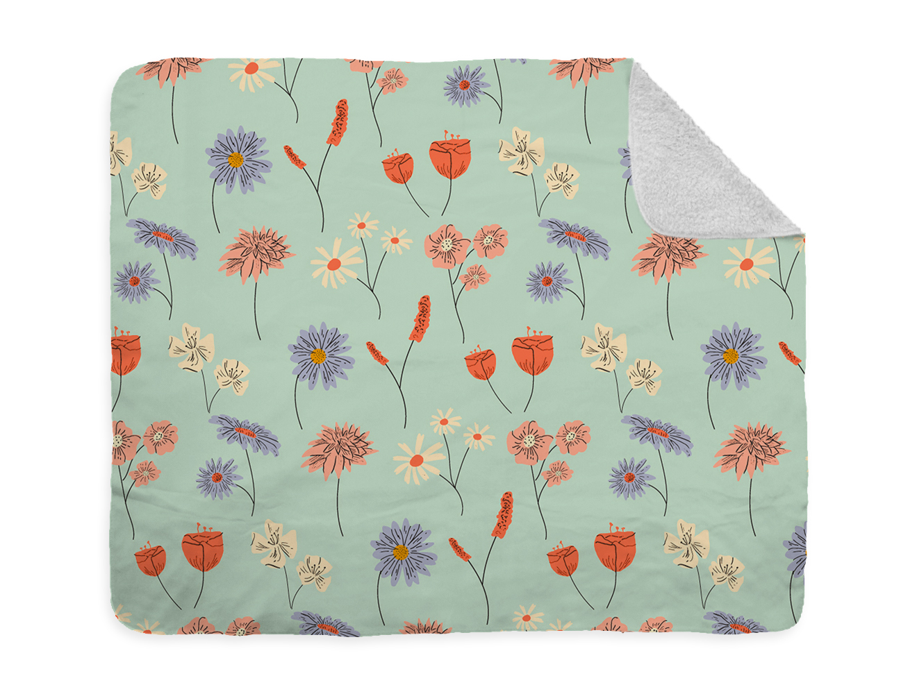 Sublimation Fleece Blanket with Sherpa Lining 127 x 152 cm - White Printed