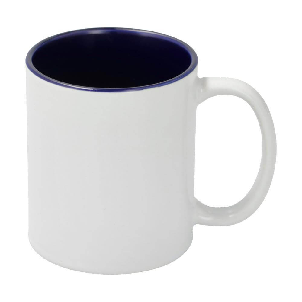 Sublimation Mug 11oz - inside Dark Blue & handle White Front View