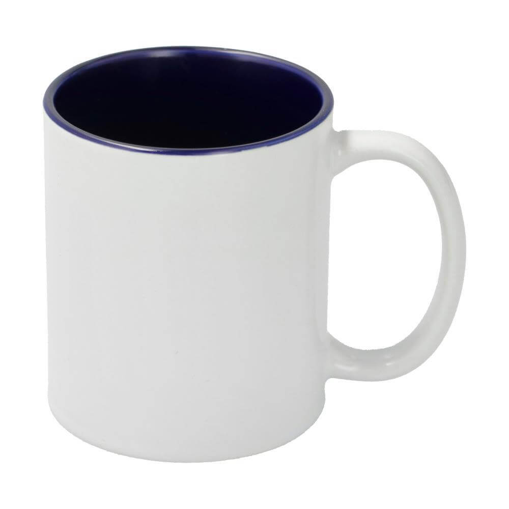 Mug pour impression par sublimation, 11 oz - Intérieur bleu foncé et anse  blanche