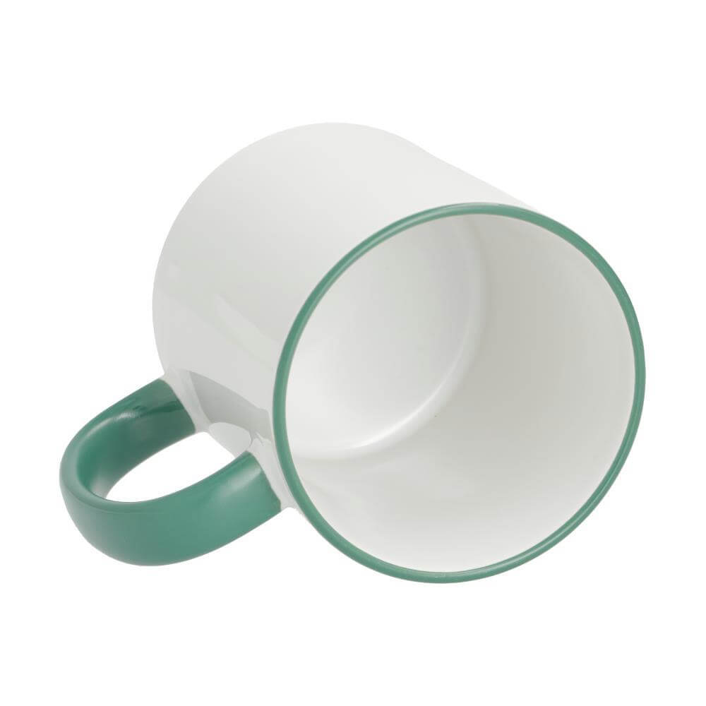 Sublimation Mug 11oz - Rim & handle Dark Green Inside View