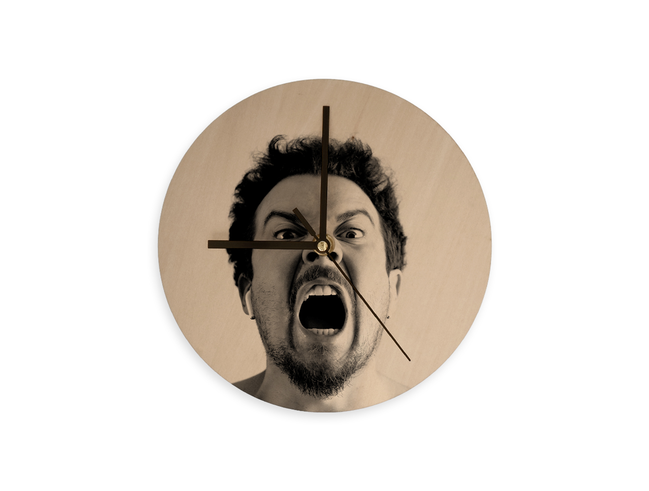 Sublimation Wooden Round Clock - Small Shouting Men