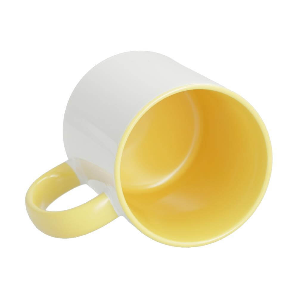 Café Pilon Inspired 11 Oz Mug With Yellow Handle & Interior 