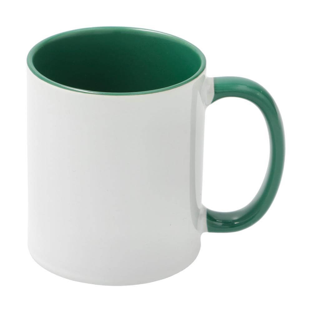 Sublimation Mug 11oz - inside & handle Dark Green Front View