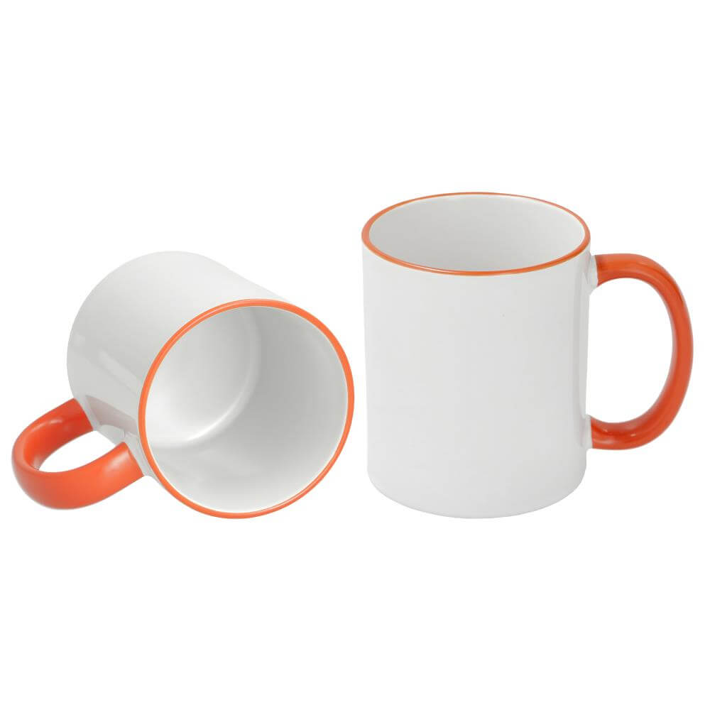 Sublimation Mug 11oz - Rim & handle Orange