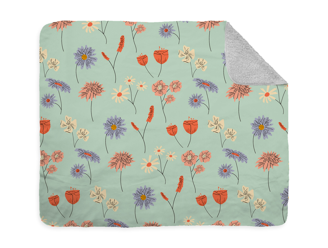 Sublimation Fleece Blanket with Sherpa Lining 127 x 152 cm - Grey Printed