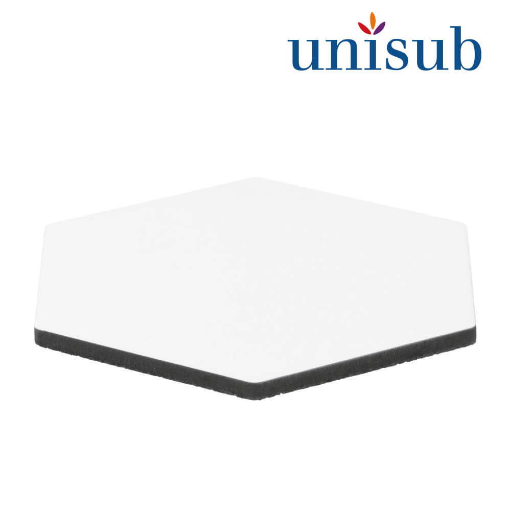 Unisub Sublimation Coaster with Cork Back - Hexagon 100.8 x 87.9 x 3.18 mm