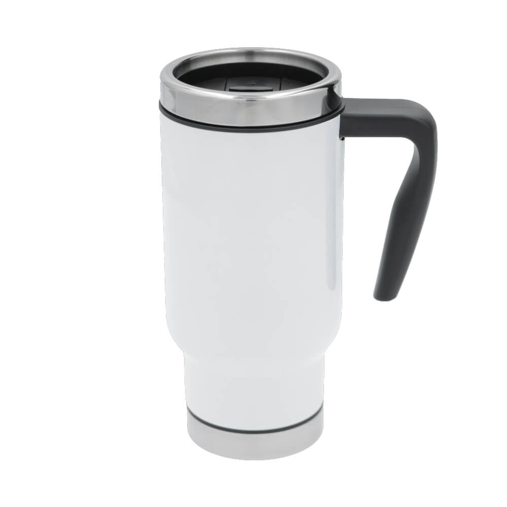 Stainless Steel Sublimation Travel Mug 500 ml / 17oz - White Front Up View