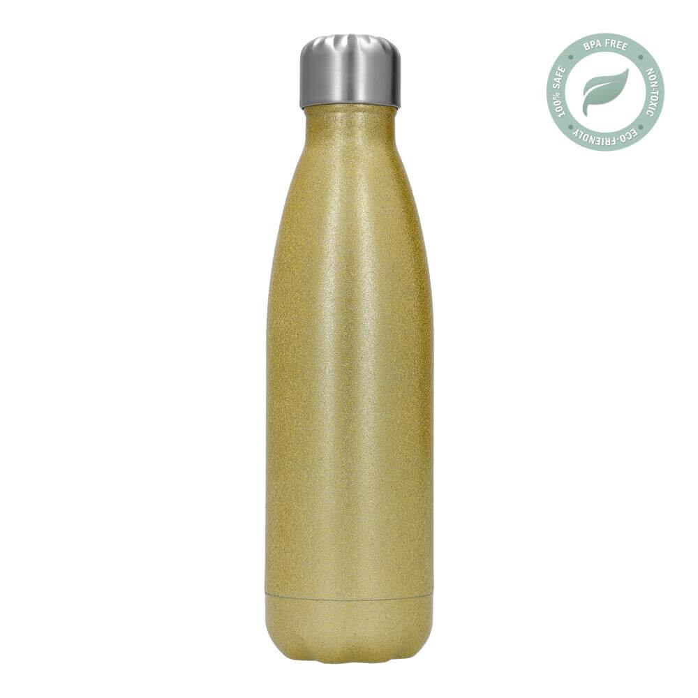 Stainless Steel Sublimation Thermos Bottle 500 ml / 17oz - Gold Glitter