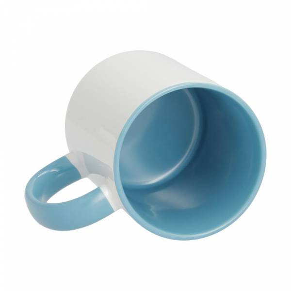 Sublimation Mug 11oz - inside Light Blue & handle White Inside View
