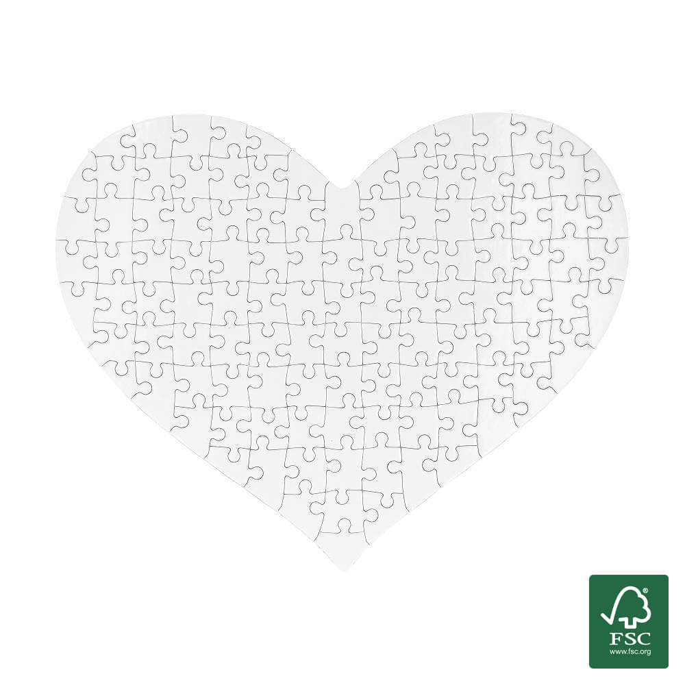 Sublimation Puzzle 28,5 x 35,5 cm - Cardboard 114 pcs Heart Shape