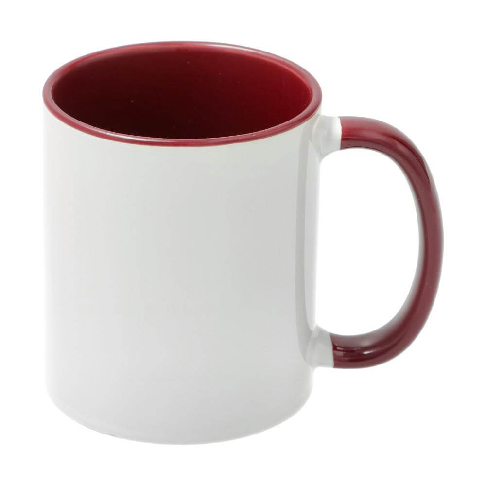 Sublimation Mug 11oz - inside & handle Maroon Front View