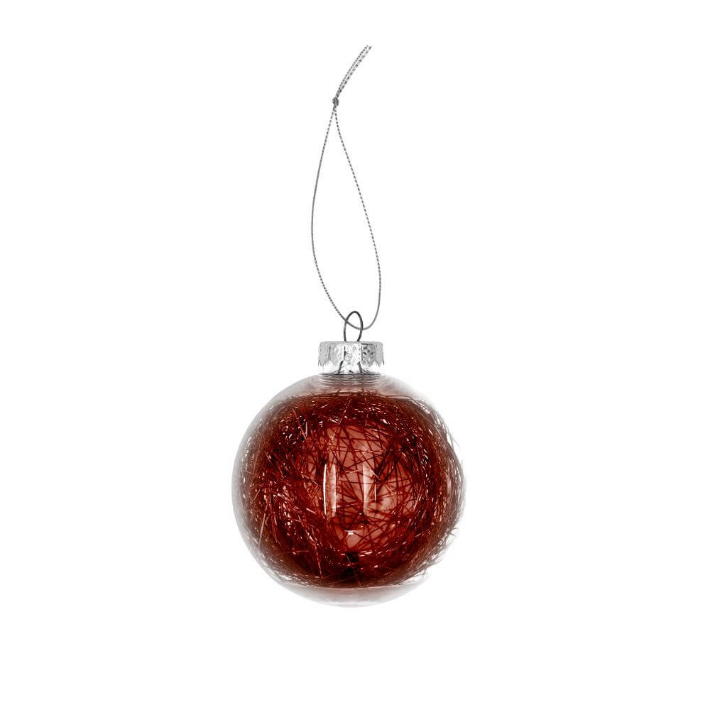 Christmas Ball Plastic Ø80mm - Red String Backside View