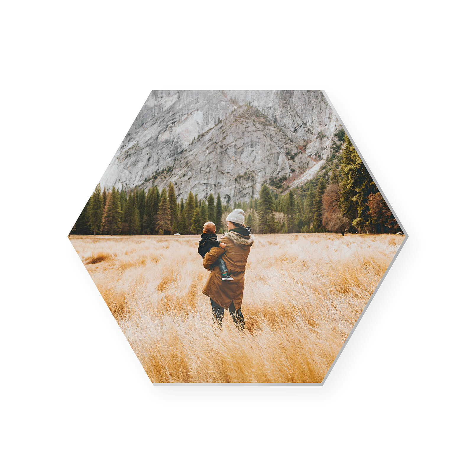 Chromaluxe Sublimation Photo Panel with Kickstand - Hexagon 165.9 x 190.5 x 0.25 mm Mother And Child In Nature