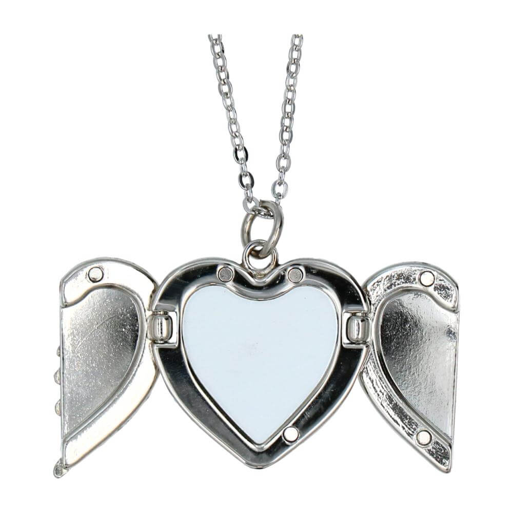 Necklace with Heart Shaped Sublimation Locket - 23,5 cm Close Open View