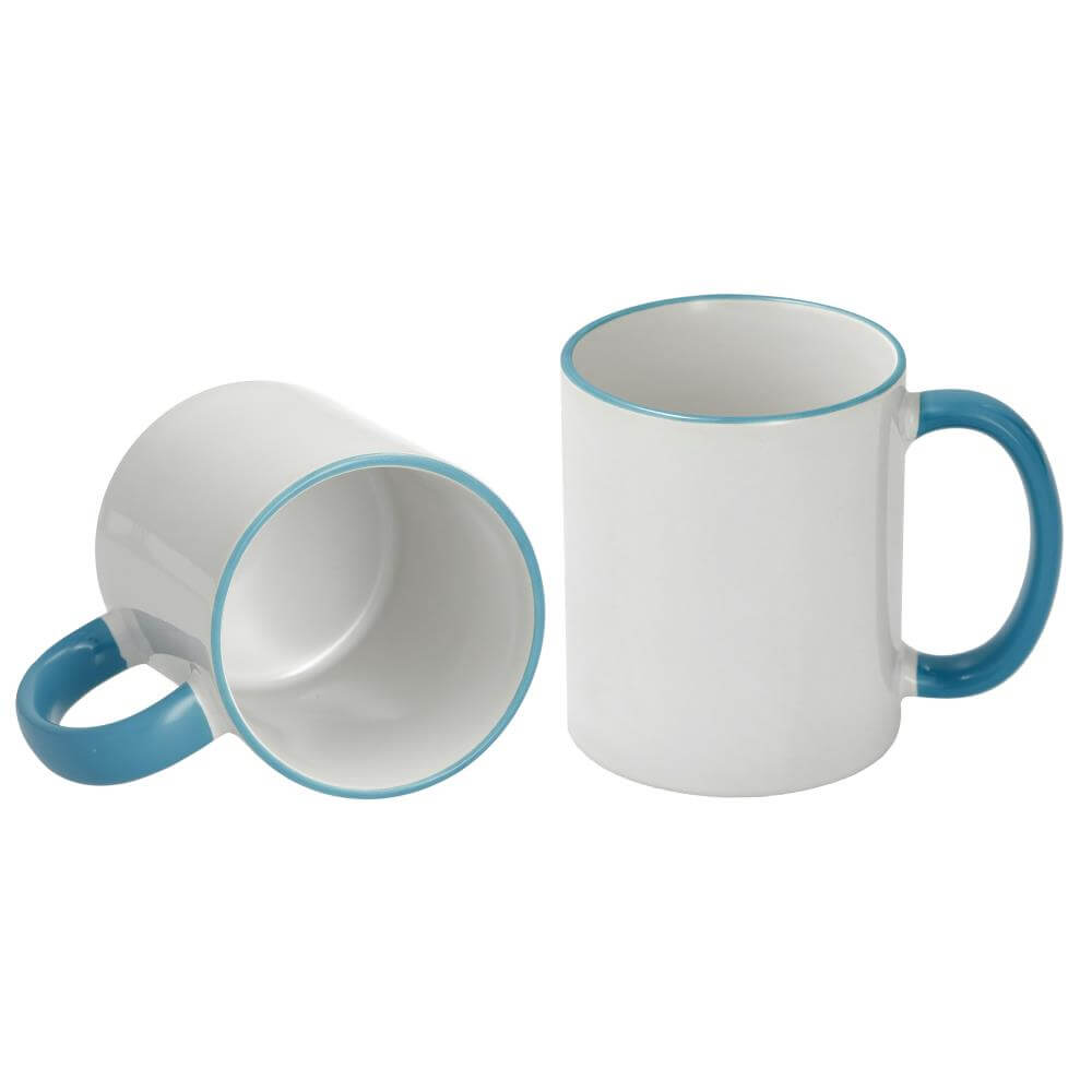 Sublimation Mug 11oz - Rim & handle Light Blue