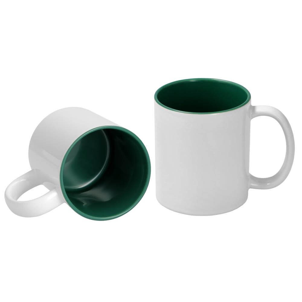 Sublimation Mug 11oz - inside Dark Green & handle White
