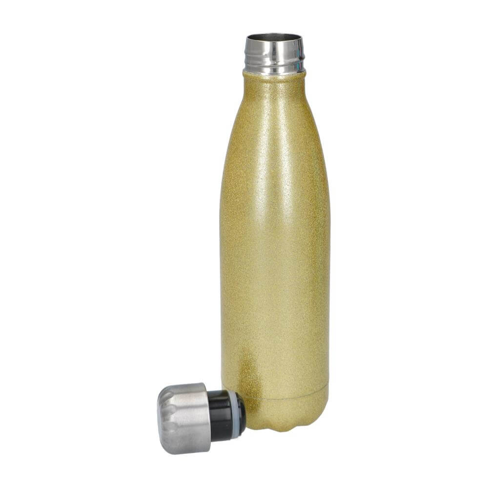 Stainless Steel Sublimation Thermos Bottle 500 ml / 17oz - Gold Glitter Open