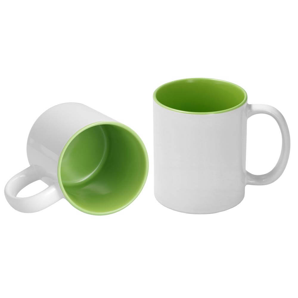 Sublimation Mug 11oz - inside Light Green & handle White