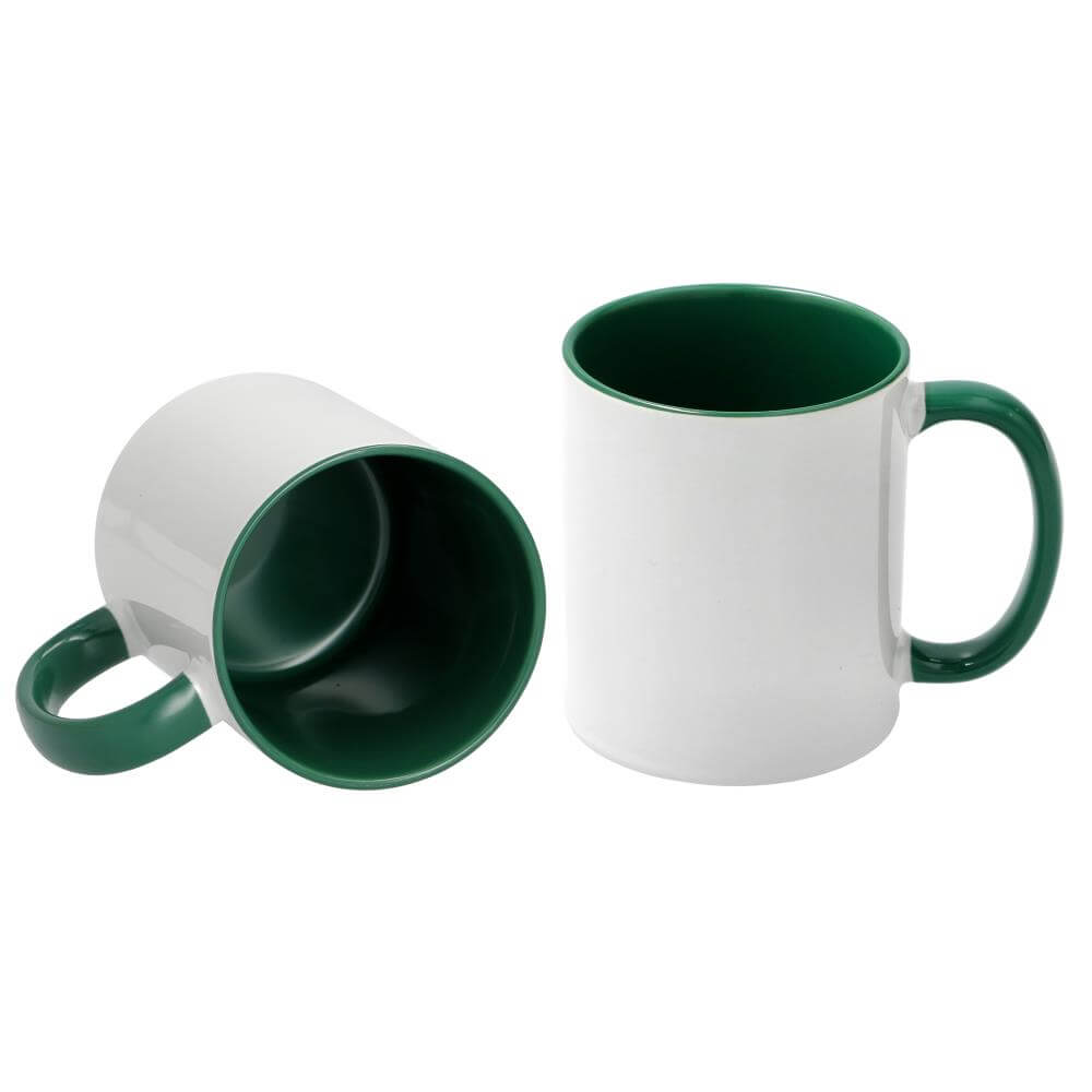 4-Pack of 11oz Sublimation Mugs with Hunter Green Inner And