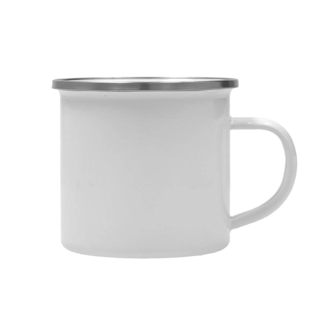 12oz Stainless Steel Camp Mug, White Enamel Dye Sublimation Blank