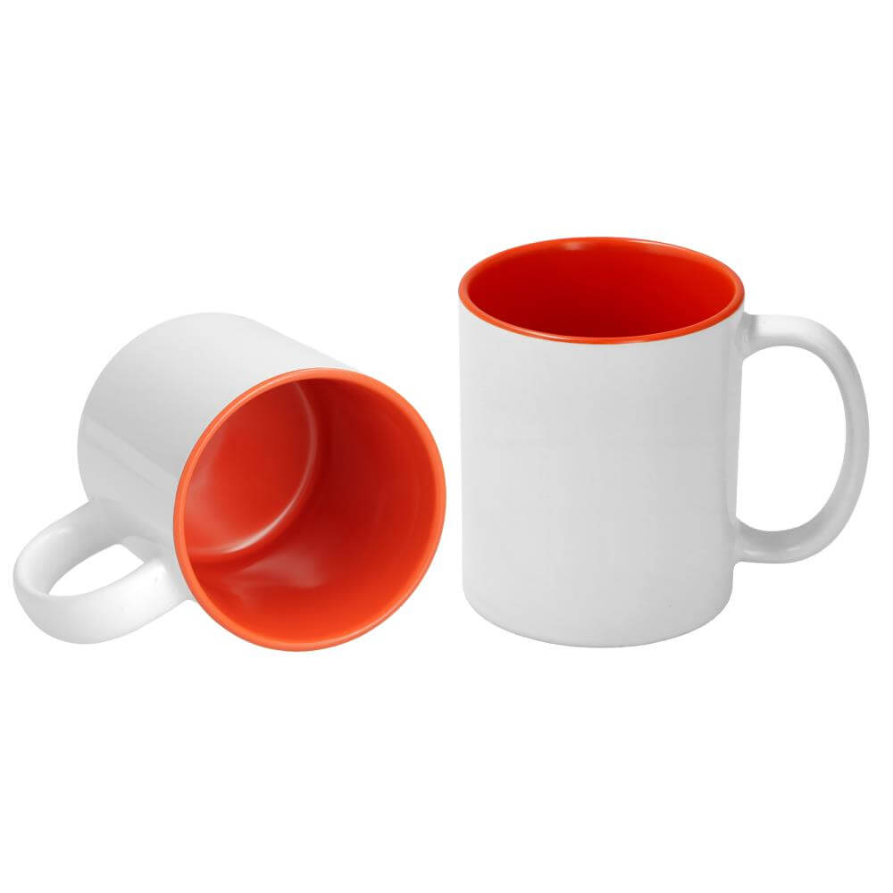 Sublimation Mug 11oz - inside Orange & handle White