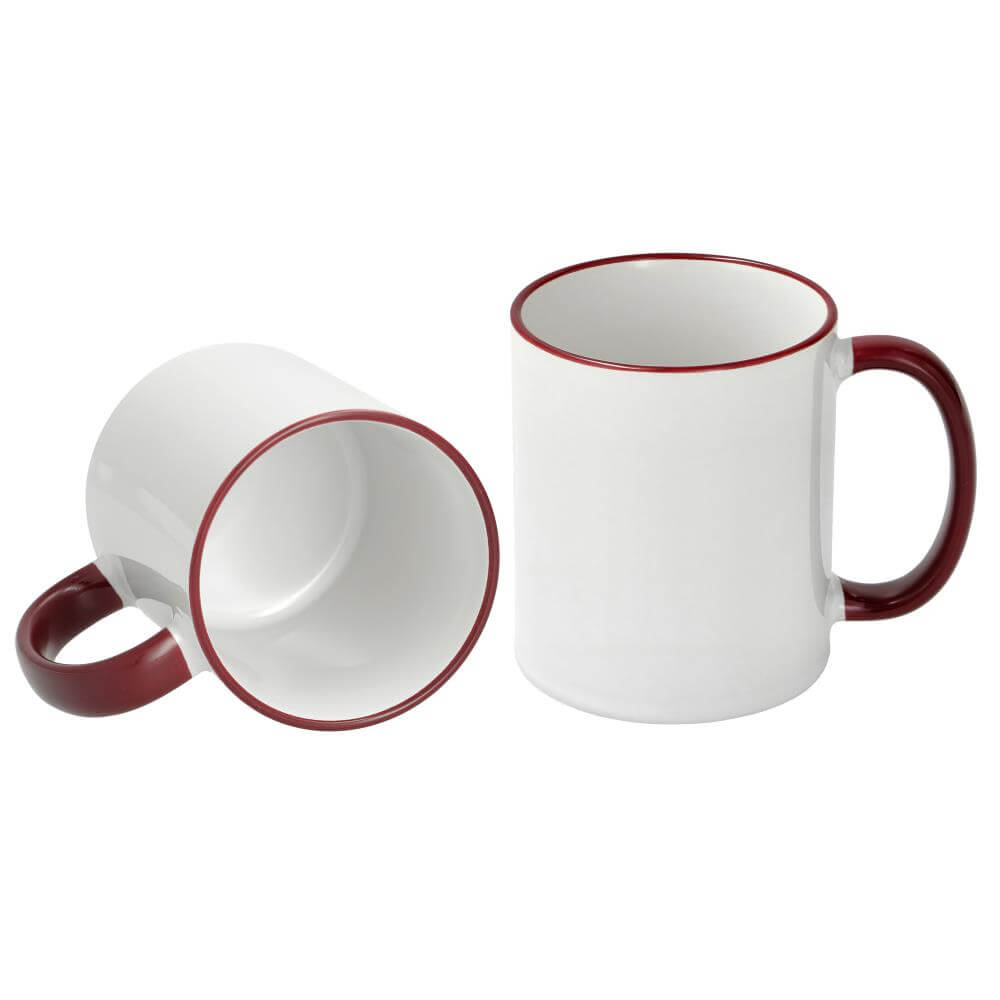 Sublimation Mug 11oz - Rim & handle Maroon